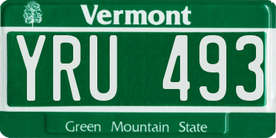 VT license plate YRU493