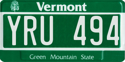 VT license plate YRU494