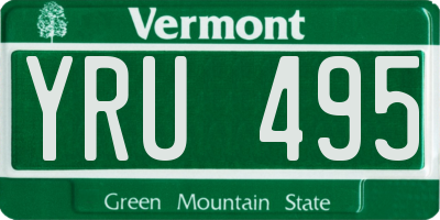 VT license plate YRU495