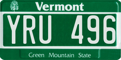 VT license plate YRU496