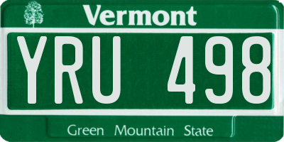 VT license plate YRU498