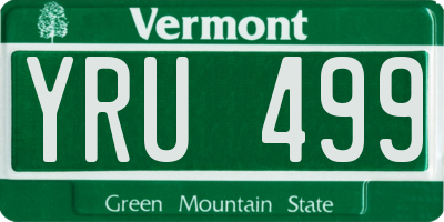 VT license plate YRU499