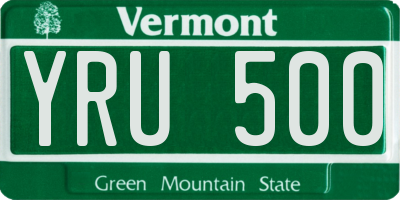 VT license plate YRU500