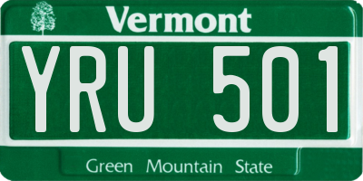 VT license plate YRU501