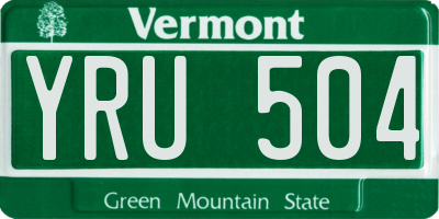 VT license plate YRU504