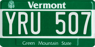 VT license plate YRU507