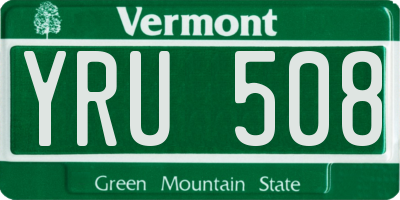 VT license plate YRU508