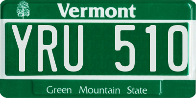 VT license plate YRU510