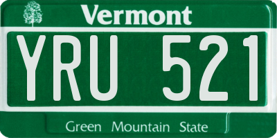 VT license plate YRU521