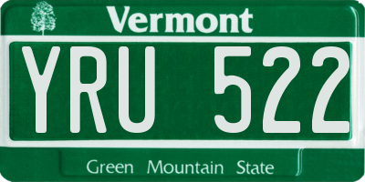 VT license plate YRU522