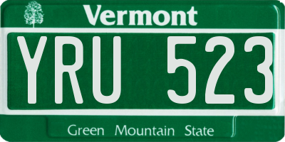 VT license plate YRU523