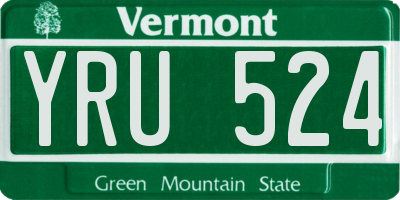 VT license plate YRU524