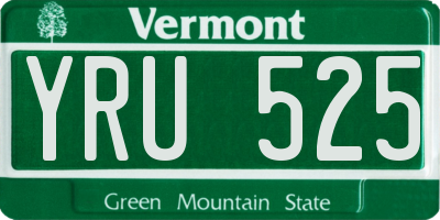 VT license plate YRU525
