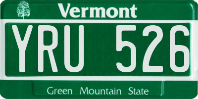 VT license plate YRU526