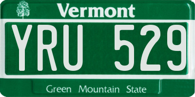 VT license plate YRU529