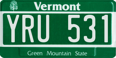 VT license plate YRU531