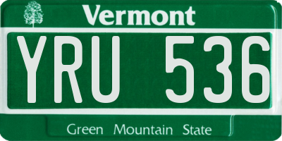 VT license plate YRU536