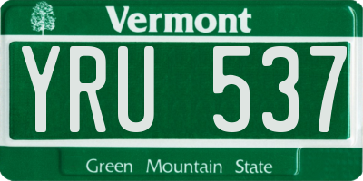 VT license plate YRU537