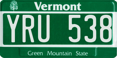 VT license plate YRU538