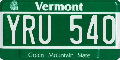 VT license plate YRU540