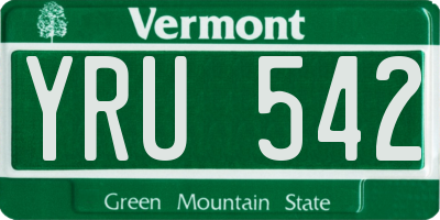 VT license plate YRU542