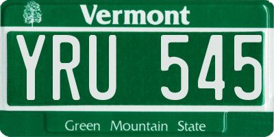 VT license plate YRU545