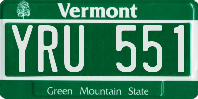 VT license plate YRU551