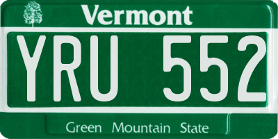 VT license plate YRU552