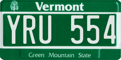 VT license plate YRU554