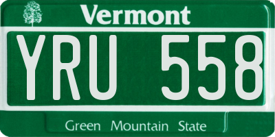 VT license plate YRU558