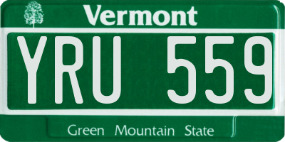 VT license plate YRU559