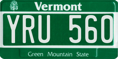 VT license plate YRU560