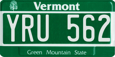 VT license plate YRU562
