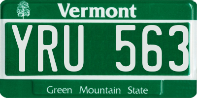 VT license plate YRU563