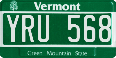 VT license plate YRU568