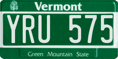 VT license plate YRU575