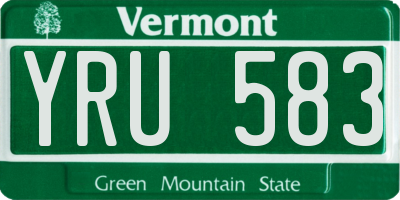 VT license plate YRU583