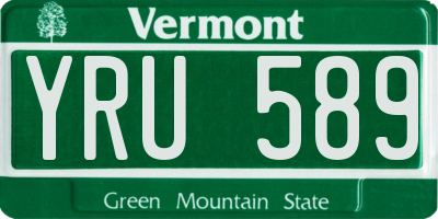 VT license plate YRU589