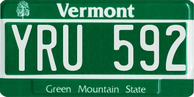 VT license plate YRU592