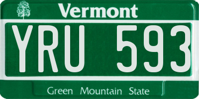 VT license plate YRU593