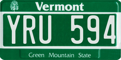 VT license plate YRU594