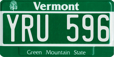 VT license plate YRU596