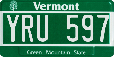 VT license plate YRU597