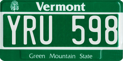 VT license plate YRU598