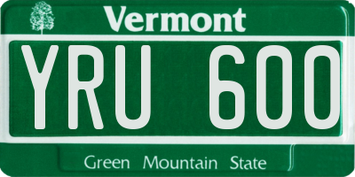 VT license plate YRU600