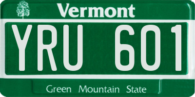 VT license plate YRU601