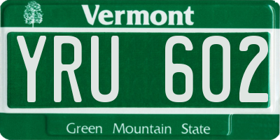 VT license plate YRU602