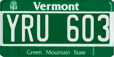 VT license plate YRU603