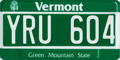 VT license plate YRU604