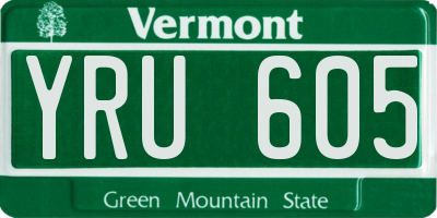 VT license plate YRU605